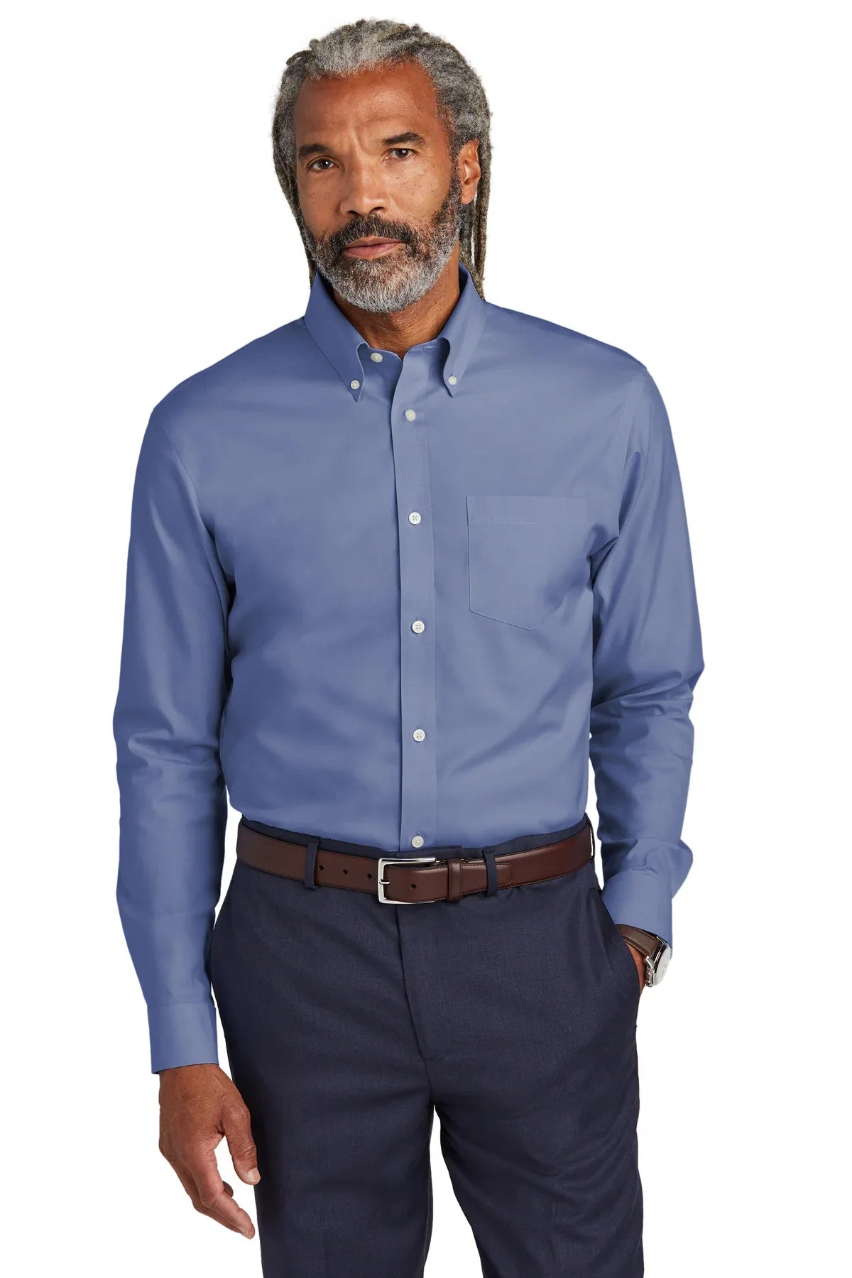 Brooks Brothers Tall Wrinkle-Free Stretch Pinpoint Shirt with custom logo embroidery