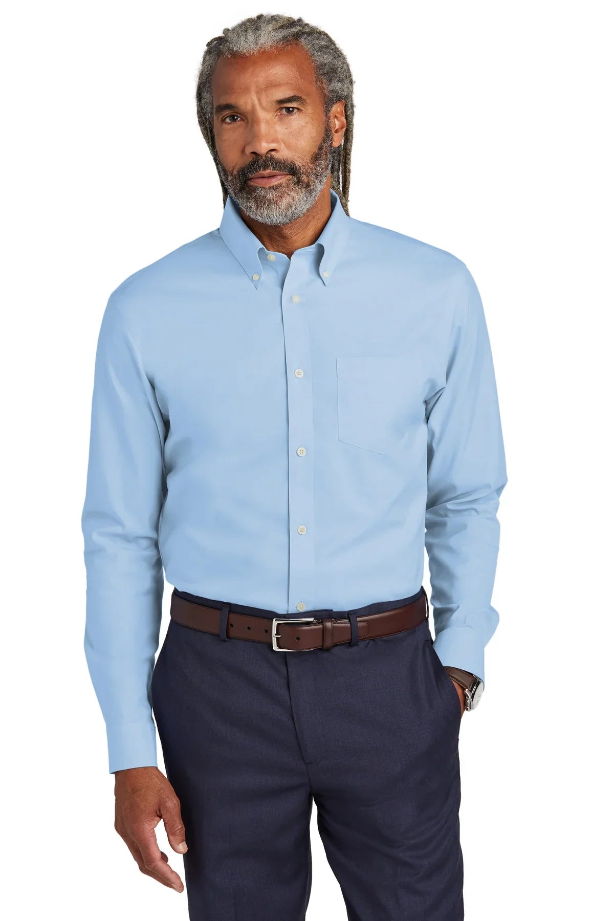 Brooks Brothers Tall Wrinkle-Free Stretch Pinpoint Shirt with custom logo embroidery