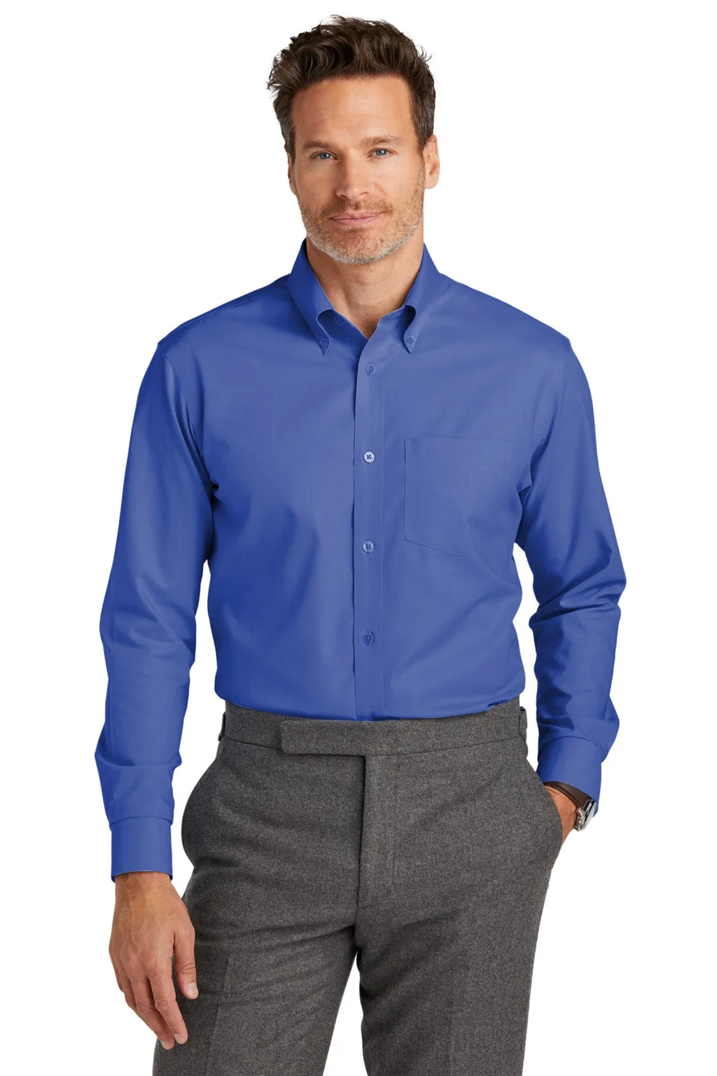 Brooks Brothers Tall Wrinkle-Free Stretch Nailhead Shirt with custom logo embroidery
