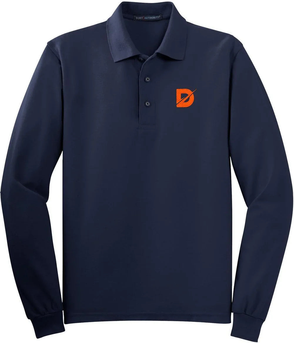 Port Authority Tall Silk Touch Long Sleeve Polo with custom logo embroidery