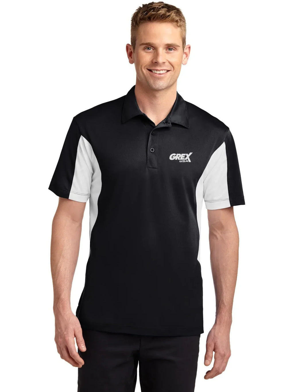 Sport-Tek Tall Side Blocked Micropique Sport-Wick Polo with custom logo embroidery