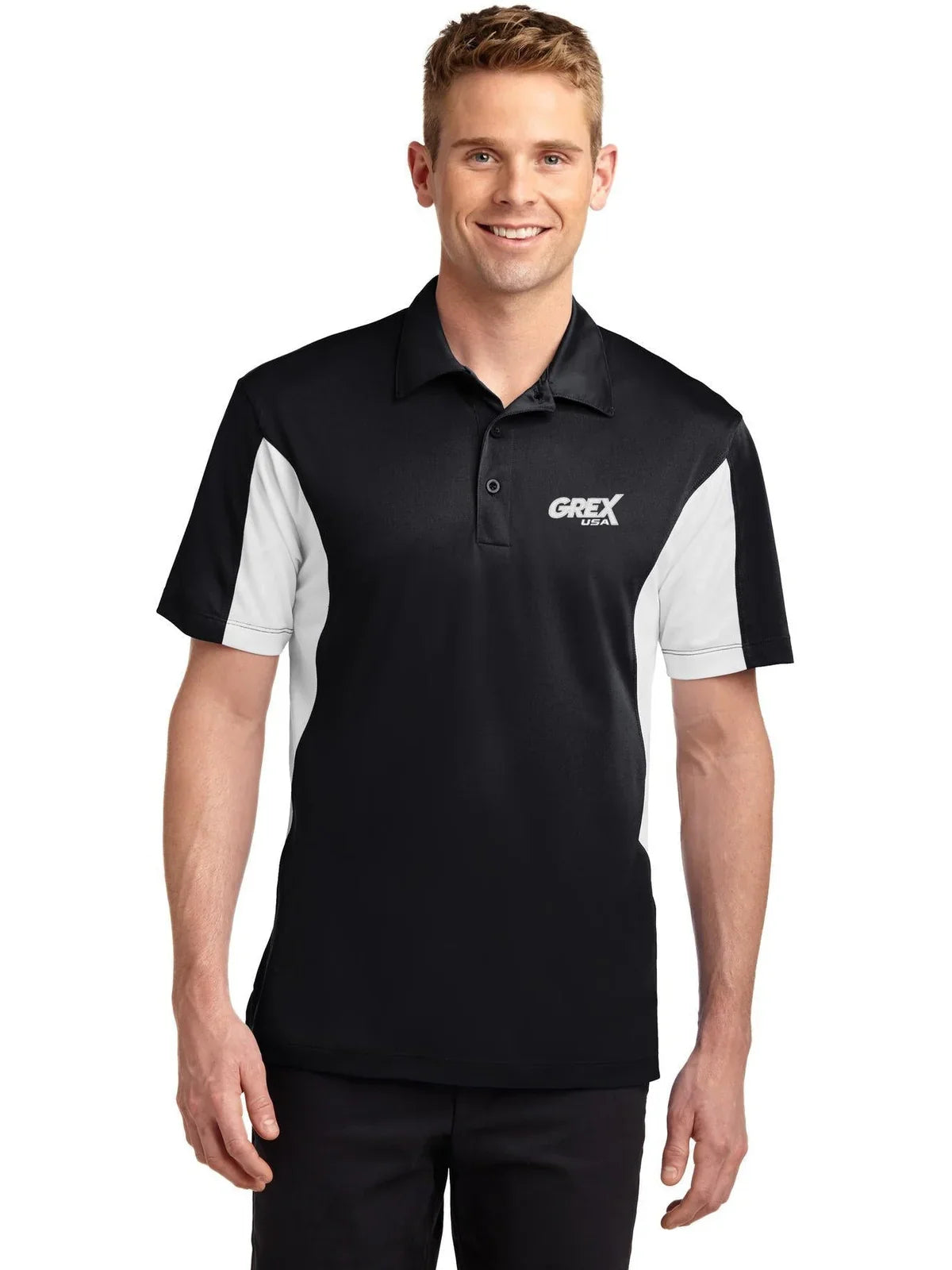 Sport-Tek Tall Side Blocked Micropique Sport-Wick Polo with custom logo embroidery