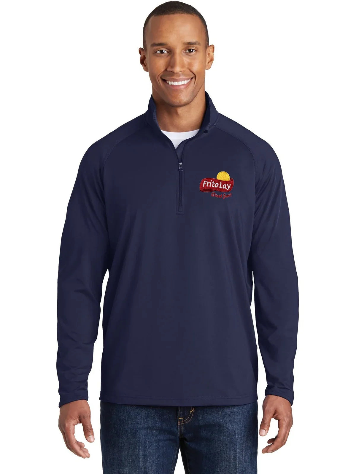 Sport-Tek Tall Sport-Wick Stretch 1/4-Zip Pullover with custom logo embroidery