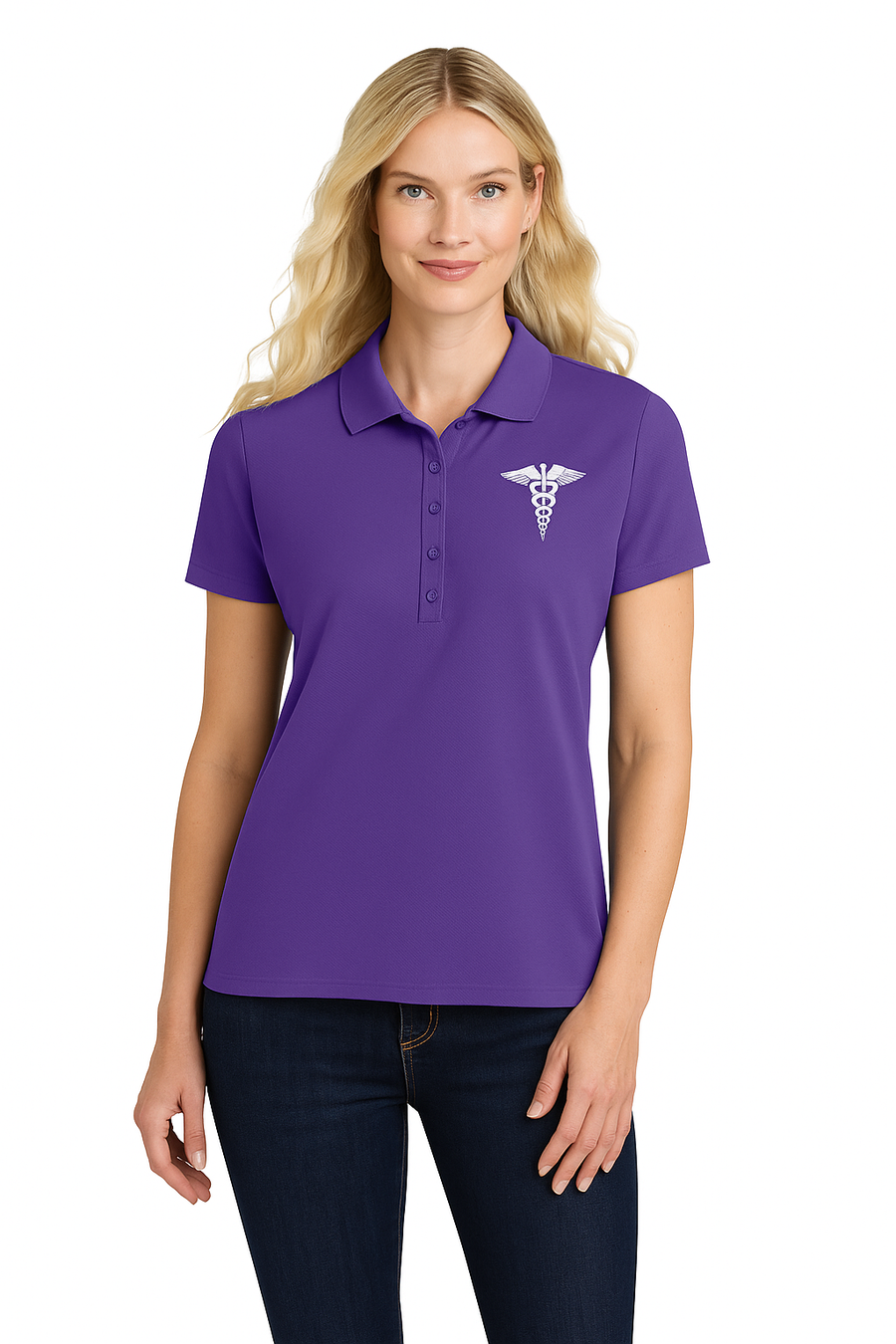 Port Authority Women's SuperPro React Polo with custom logo embroidery