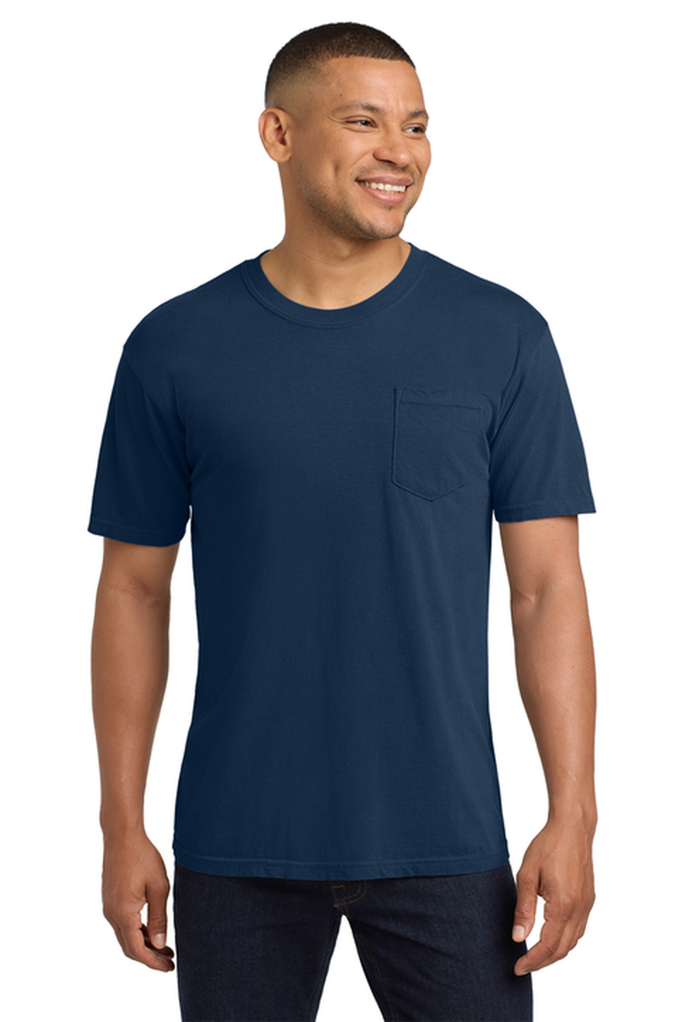 Comfort Colors Heavyweight Ring Spun Pocket Tee with custom logo embroidery