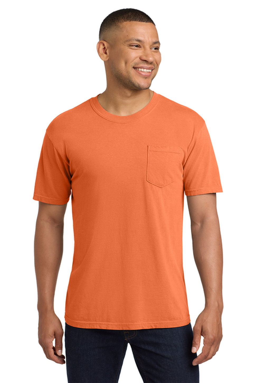 Comfort Colors Heavyweight Ring Spun Pocket Tee with custom logo embroidery