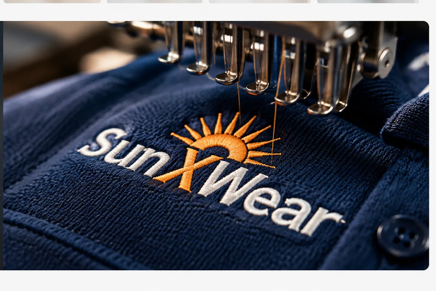 Professional custom logo embroidery by SunXwear