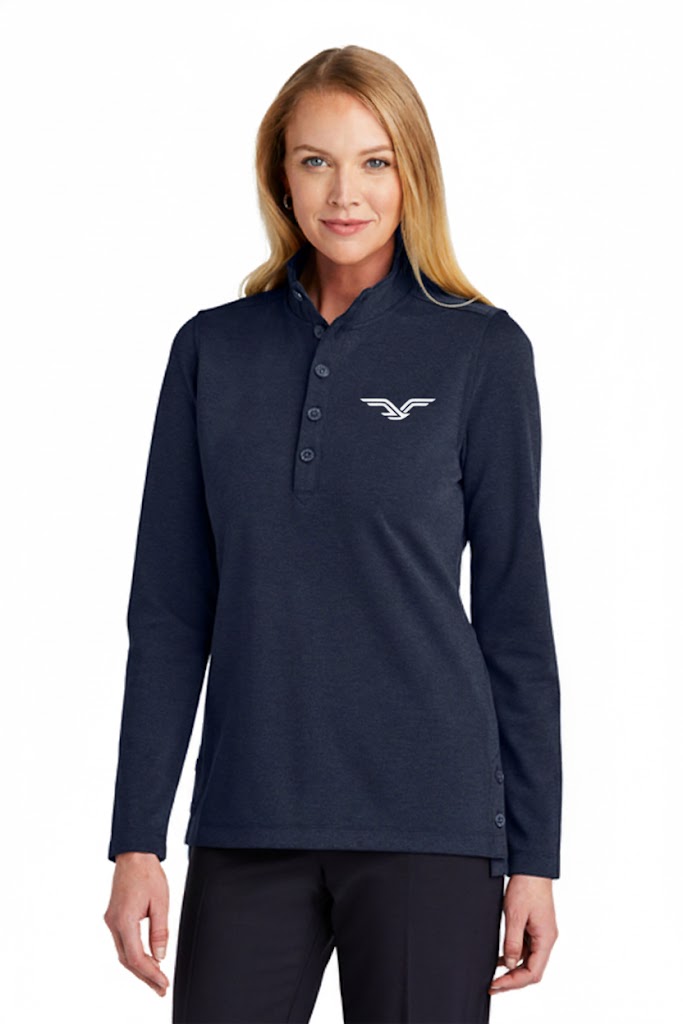Brooks Brothers Women’s Mid-Layer Stretch 1/2-Button with custom logo embroidery
