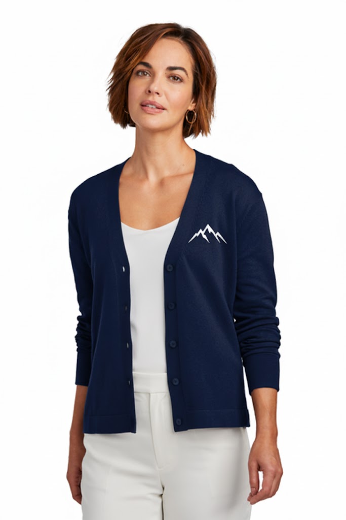 Brooks Brothers Women’s Cotton Stretch Cardigan Sweater with custom logo embroidery