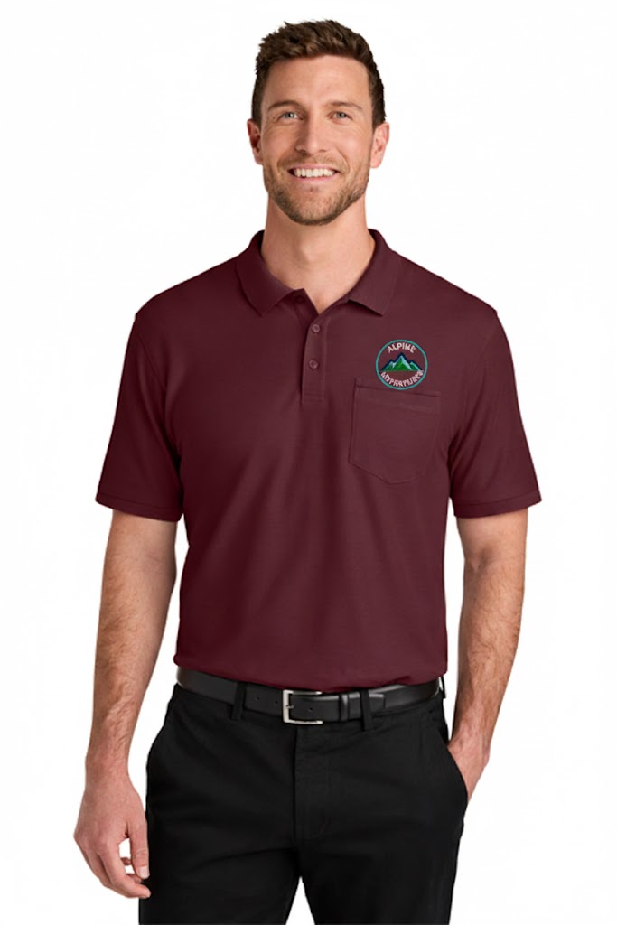 Port Authority Wearever Signature Pique Pocket Polo with custom logo embroidery